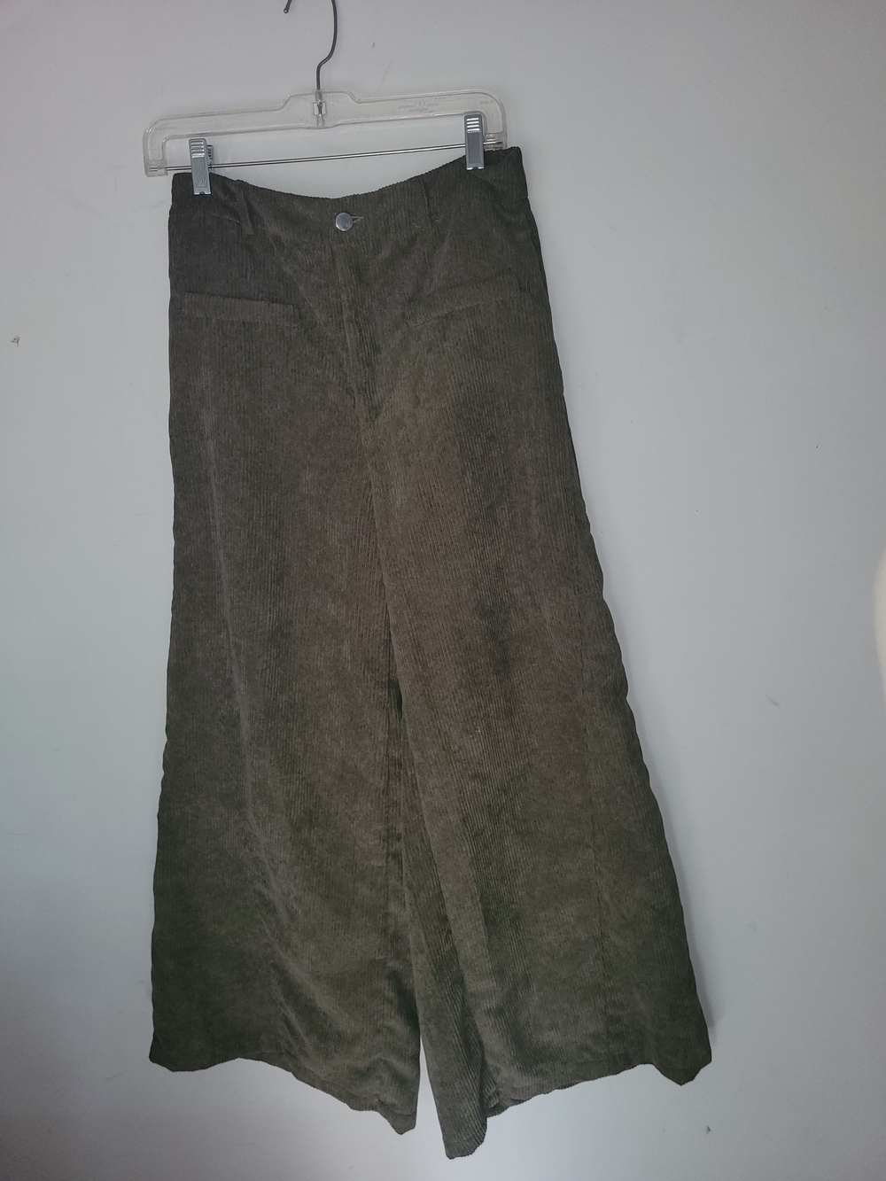 Shein Wide Leg Corduroy Pants in Olive Green Size L